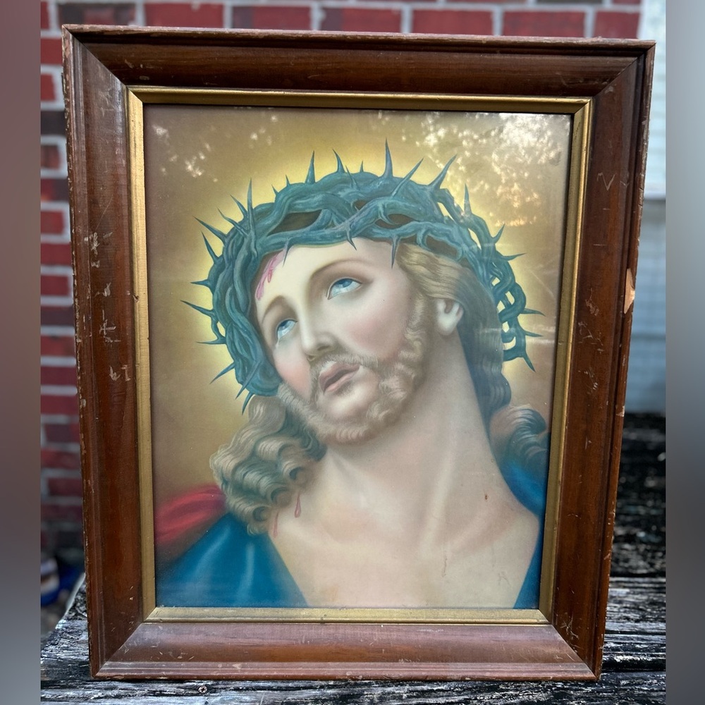 Jesus Christ Crown of Thorns Print Ecce Homo “Behold the Man” 24” x 20”